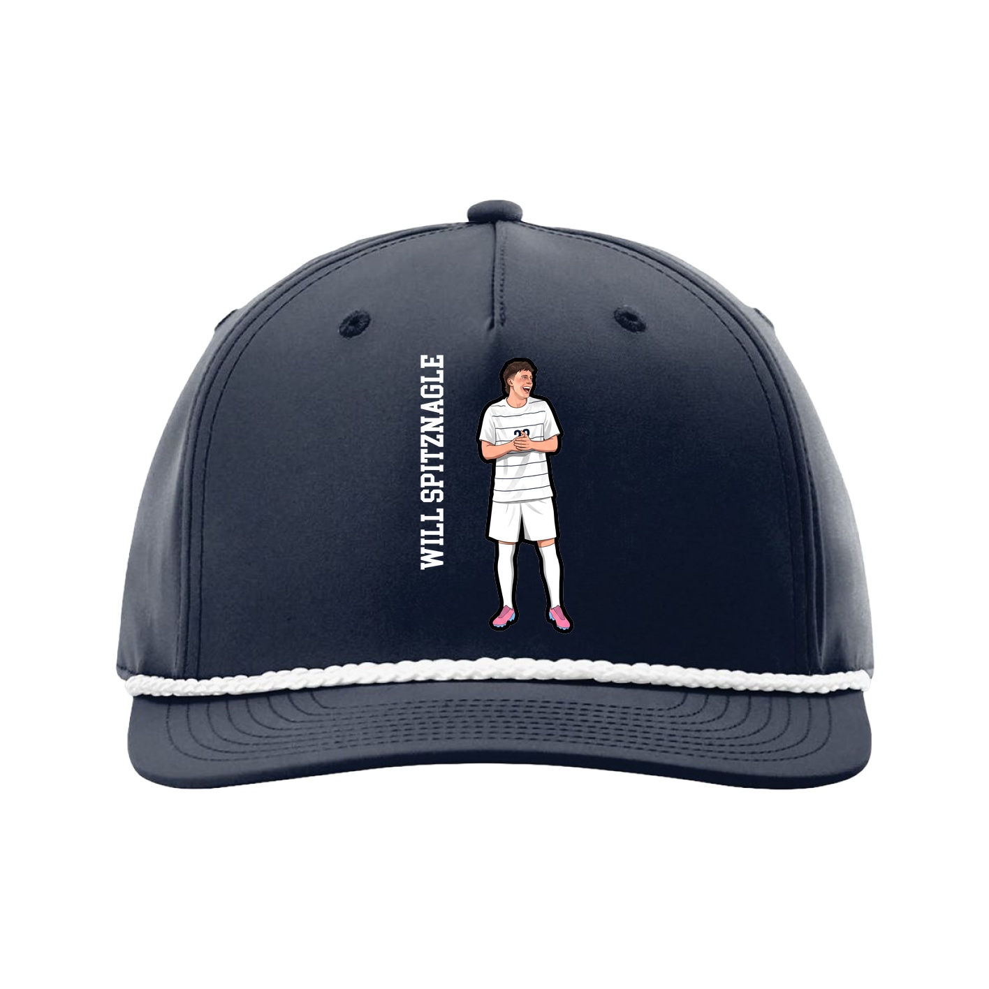 Five-Panel Classic Rope Cap — Name Vertical in Navy