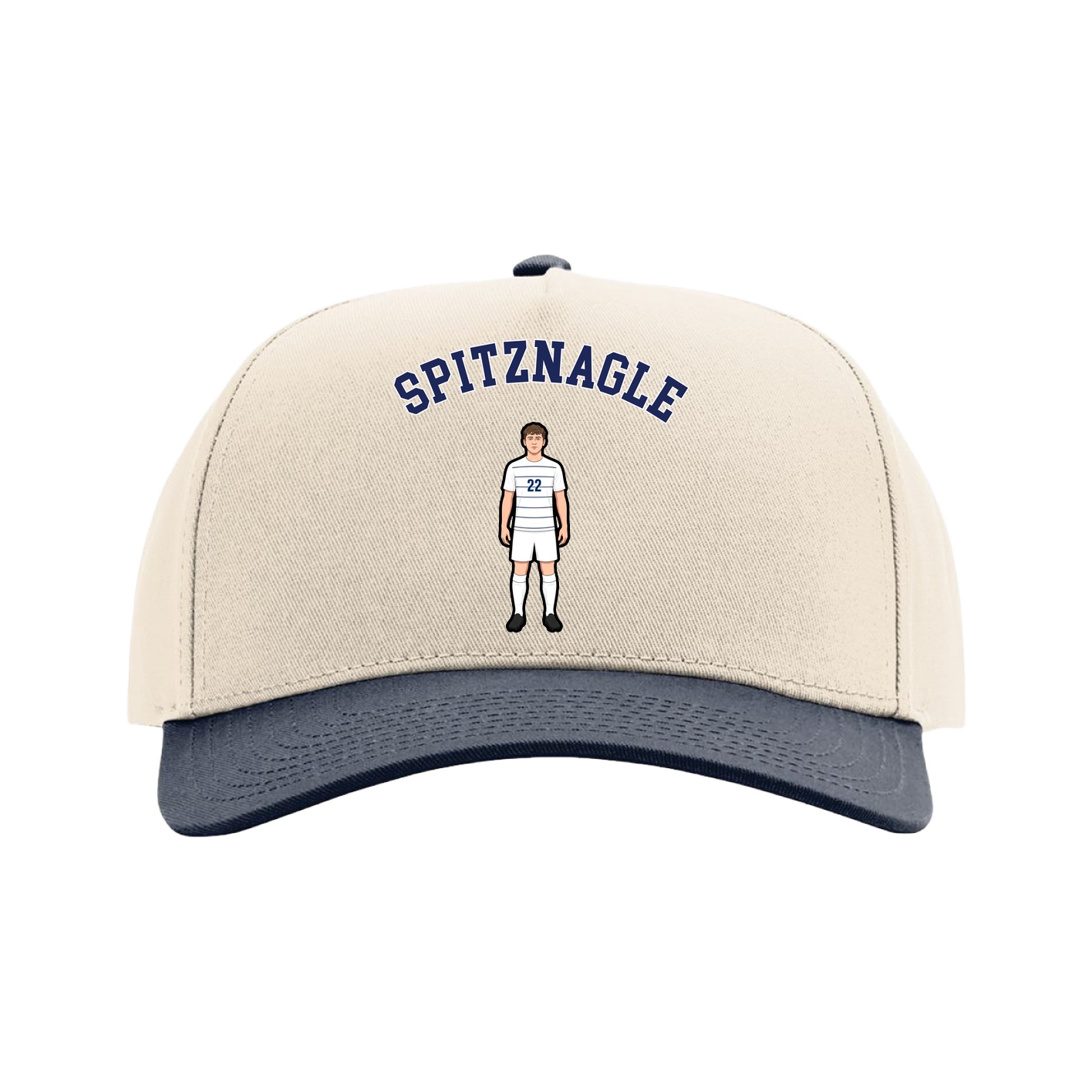 Full Fabric Five-Panel Champ Cap — Shirsey Arch in Cream/Navy