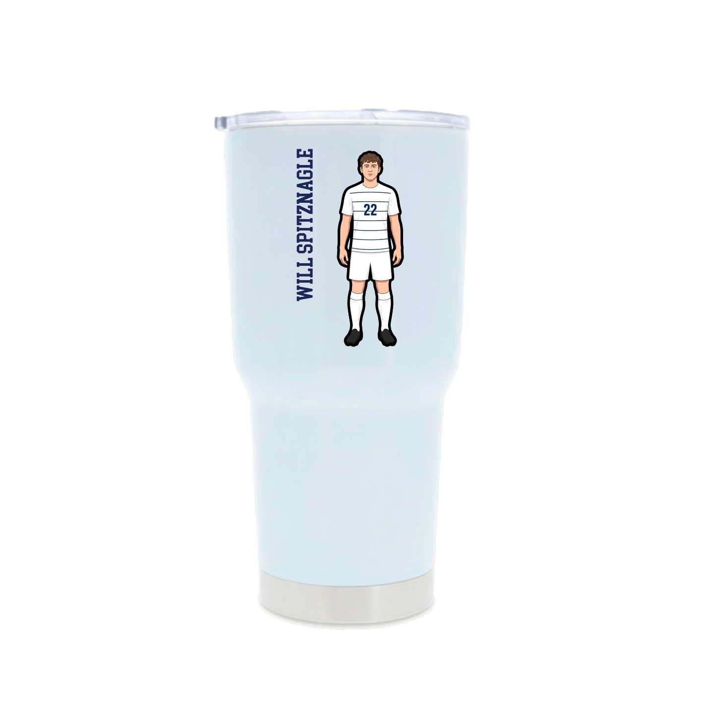 30oz Stainless Steel Tumbler — Name Vertical in White