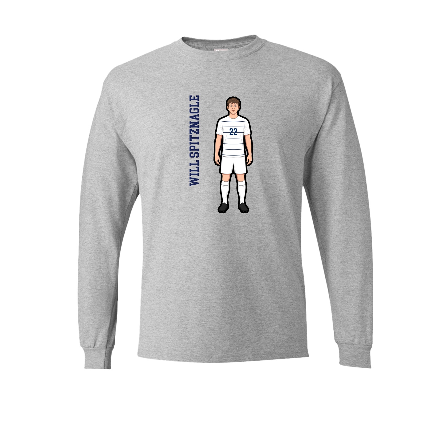 Long Sleeve Tee — Name Vertical in Grey