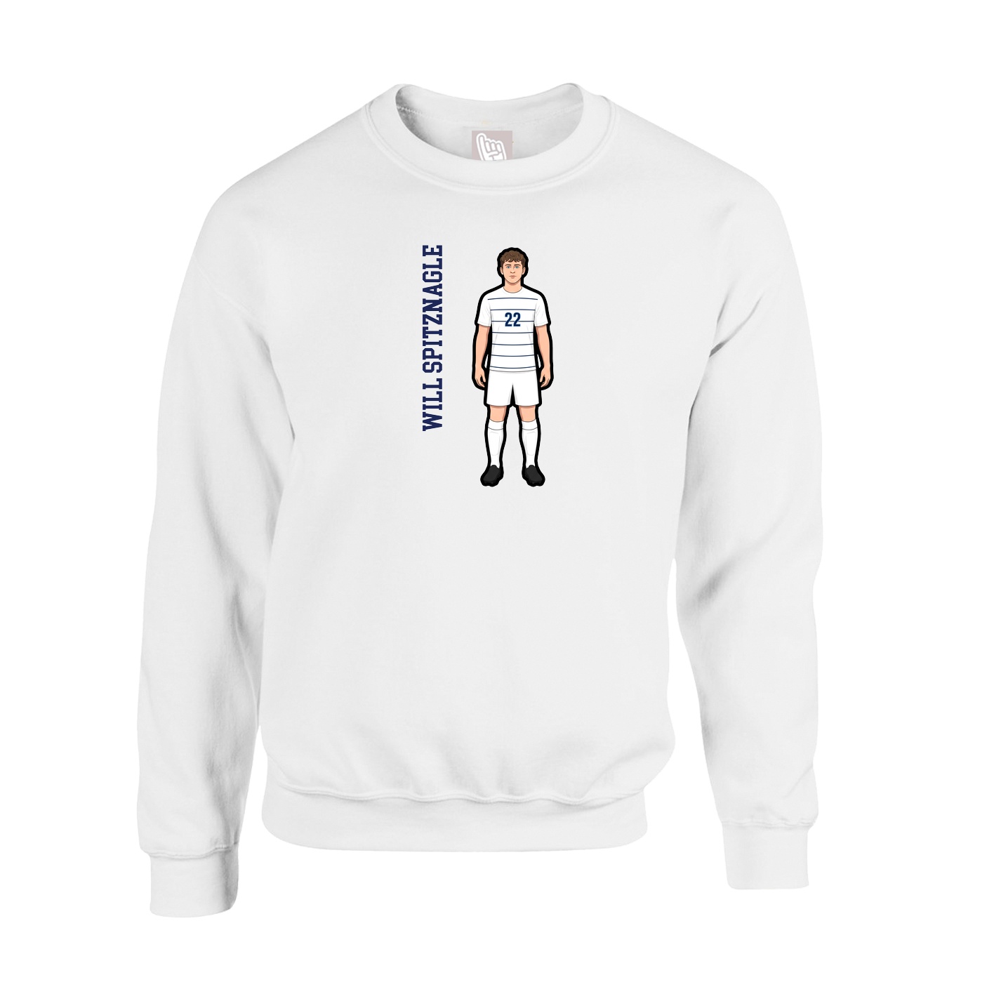 Fleece Crew — Name Vertical in White