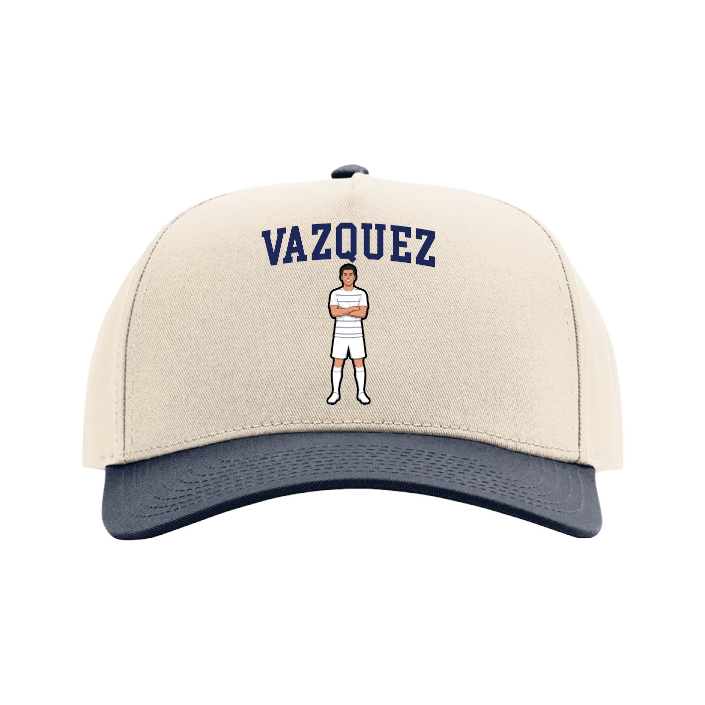 Full Fabric Five-Panel Champ Cap — Shirsey in Cream/Navy