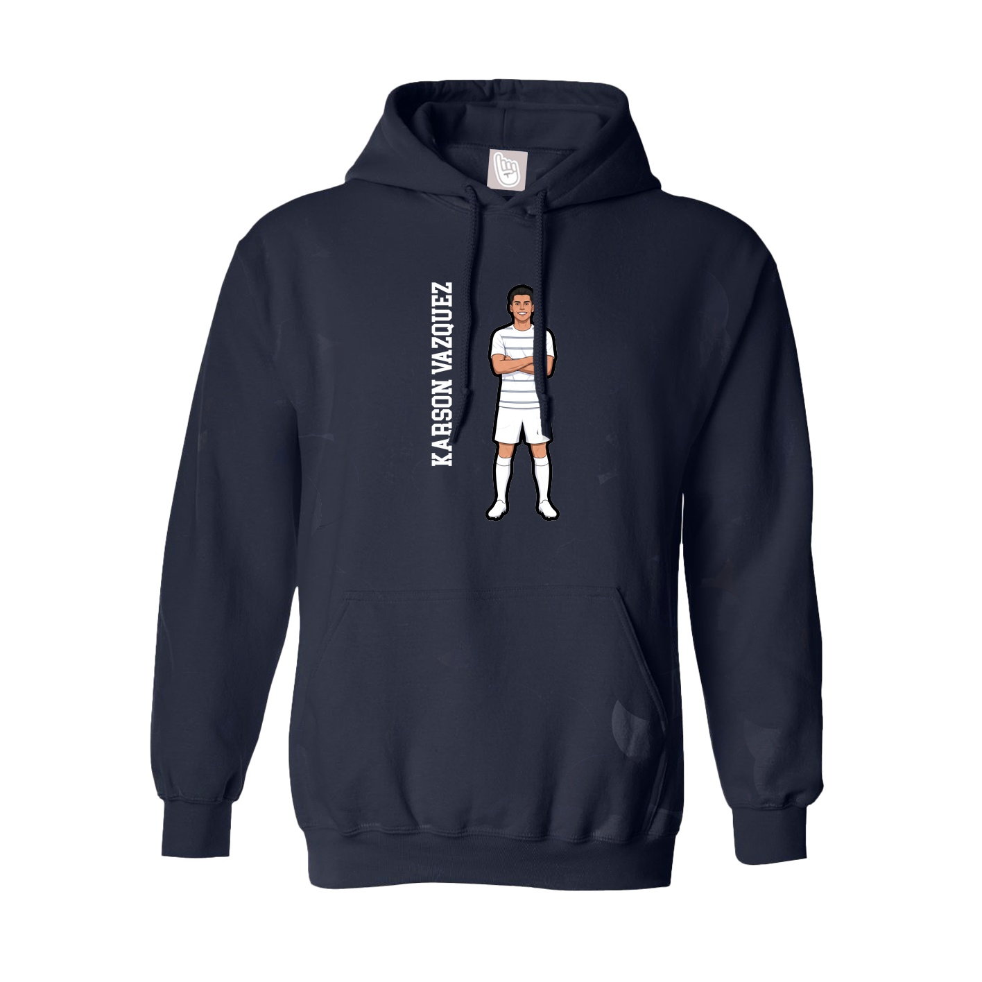 Hoodie — Name Vertical in Navy