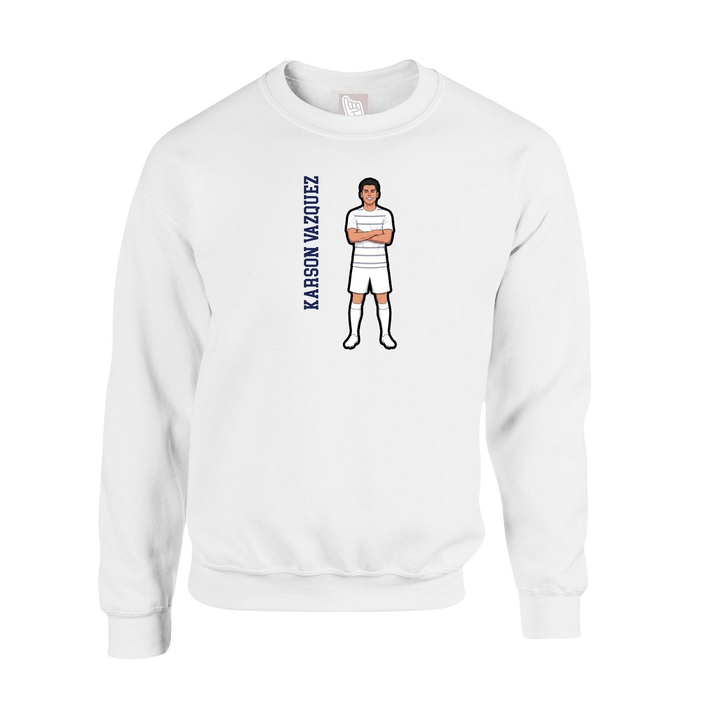 Fleece Crew — Name Vertical in White