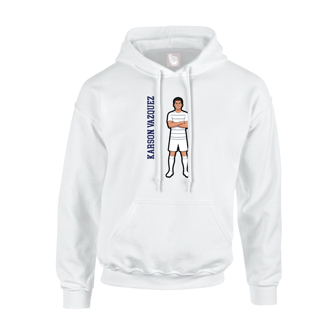 Youth Hoodie — Name Vertical in White