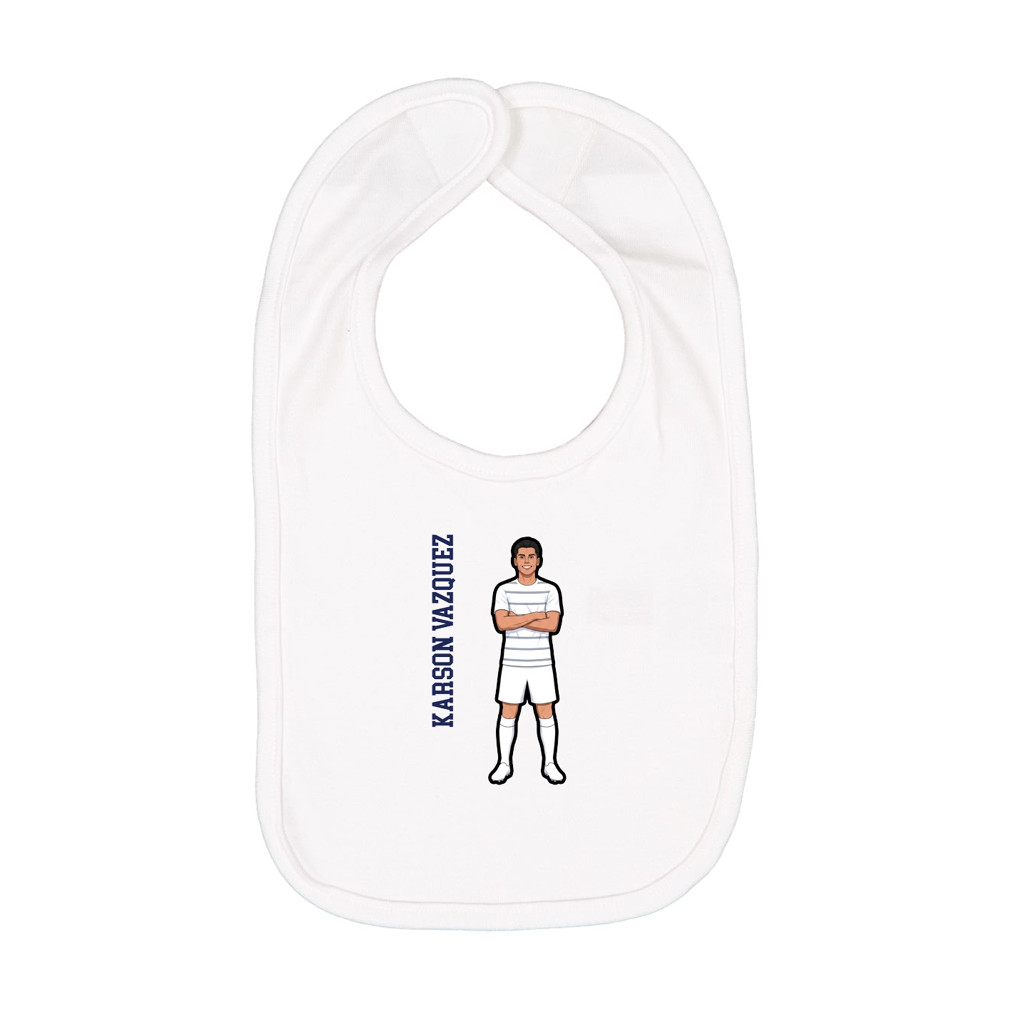 Infant Bib — Name Vertical in White
