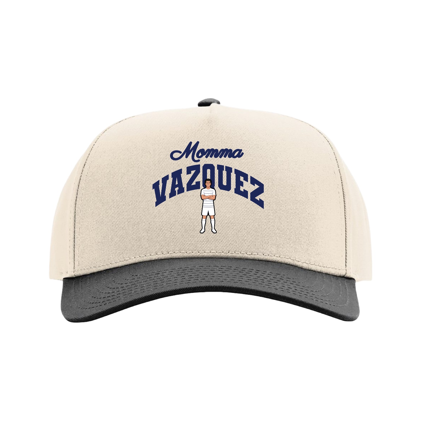 Full Fabric Five-Panel Champ Cap — Mothers Day Arch in Cream/Black