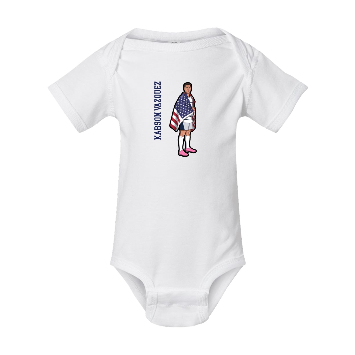 Baby Onesie — Name Vertical in White