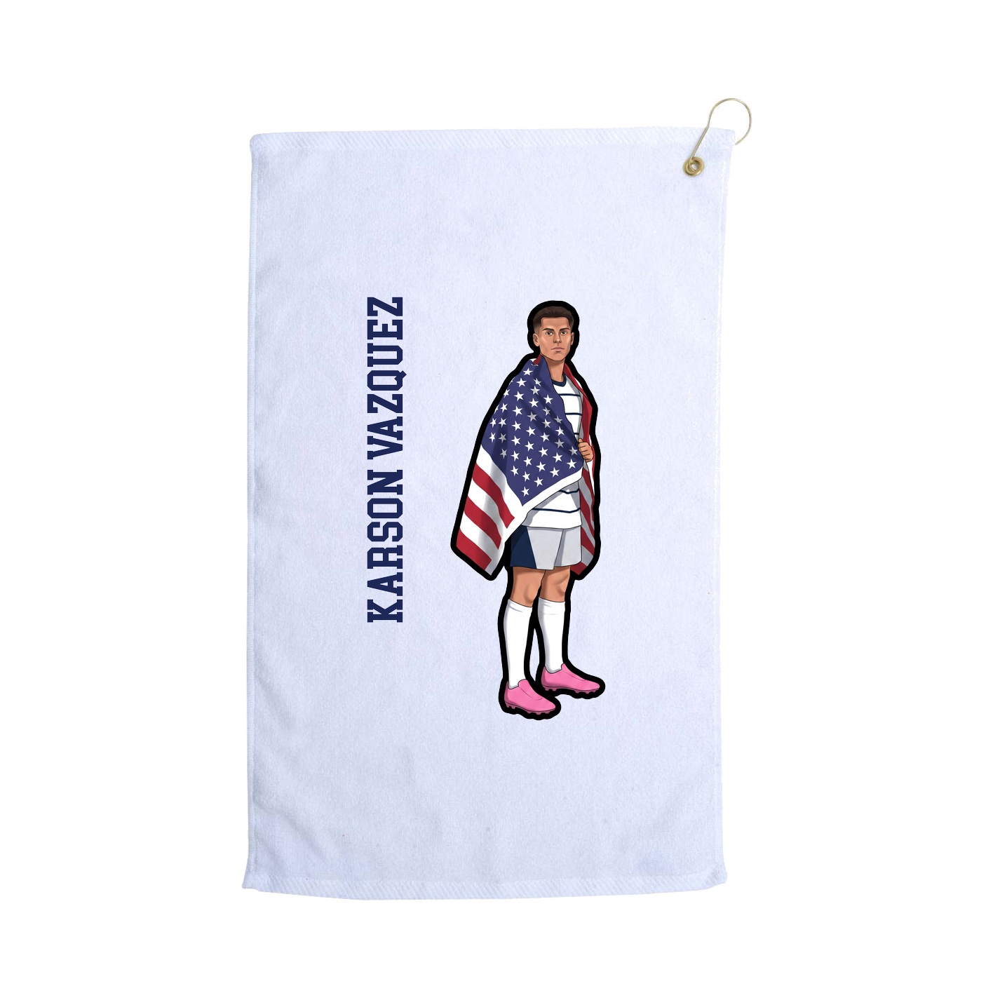 Golf Towel — Name Vertical in White