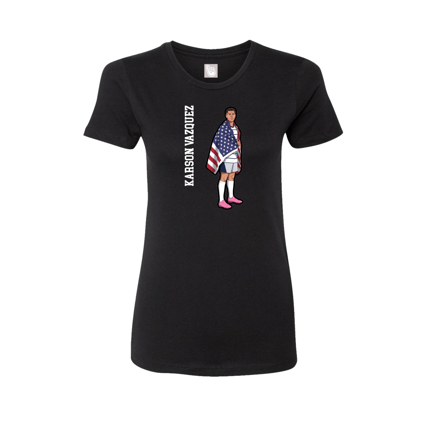 Womens Tee — Name Vertical in Black