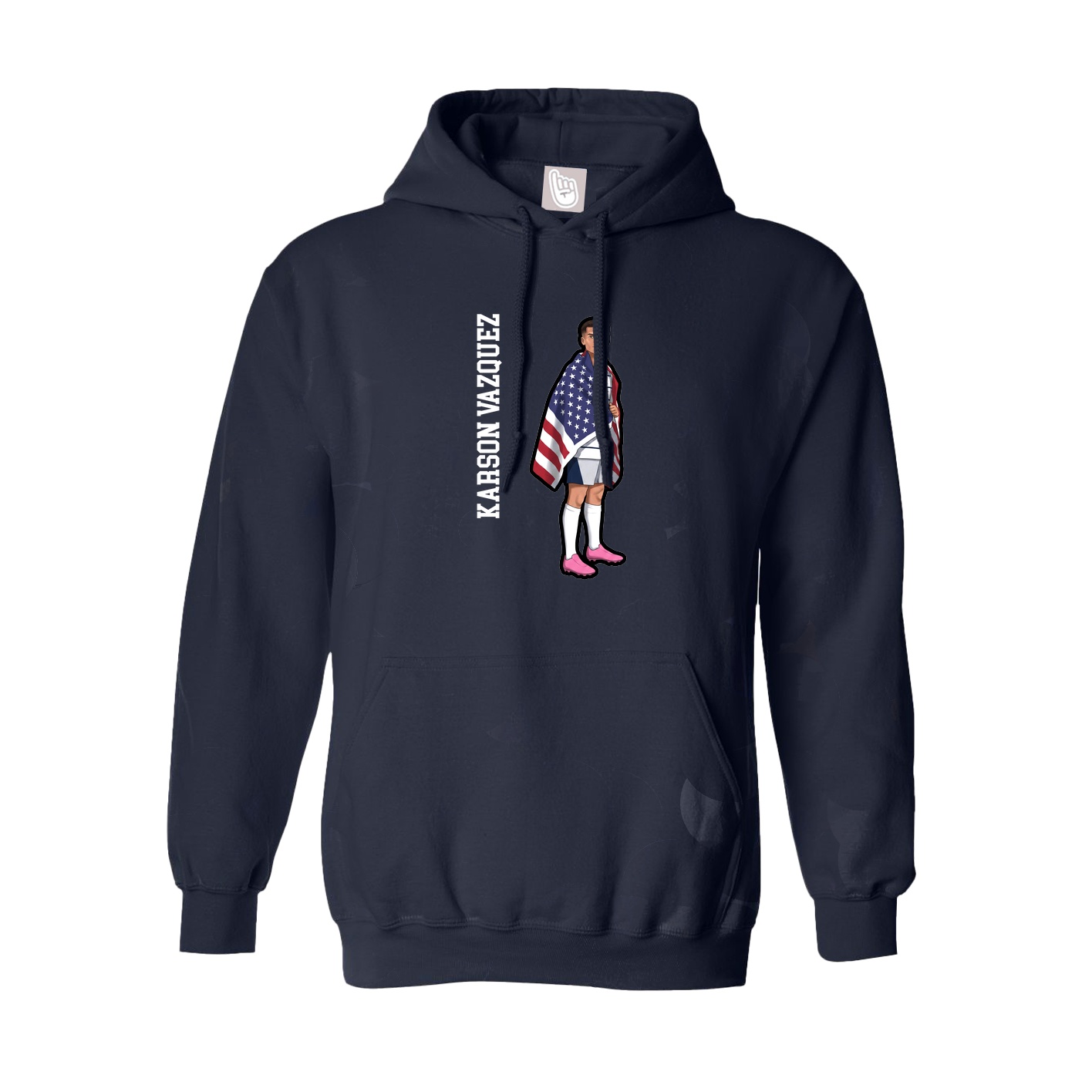 Hoodie — Name Vertical in Navy