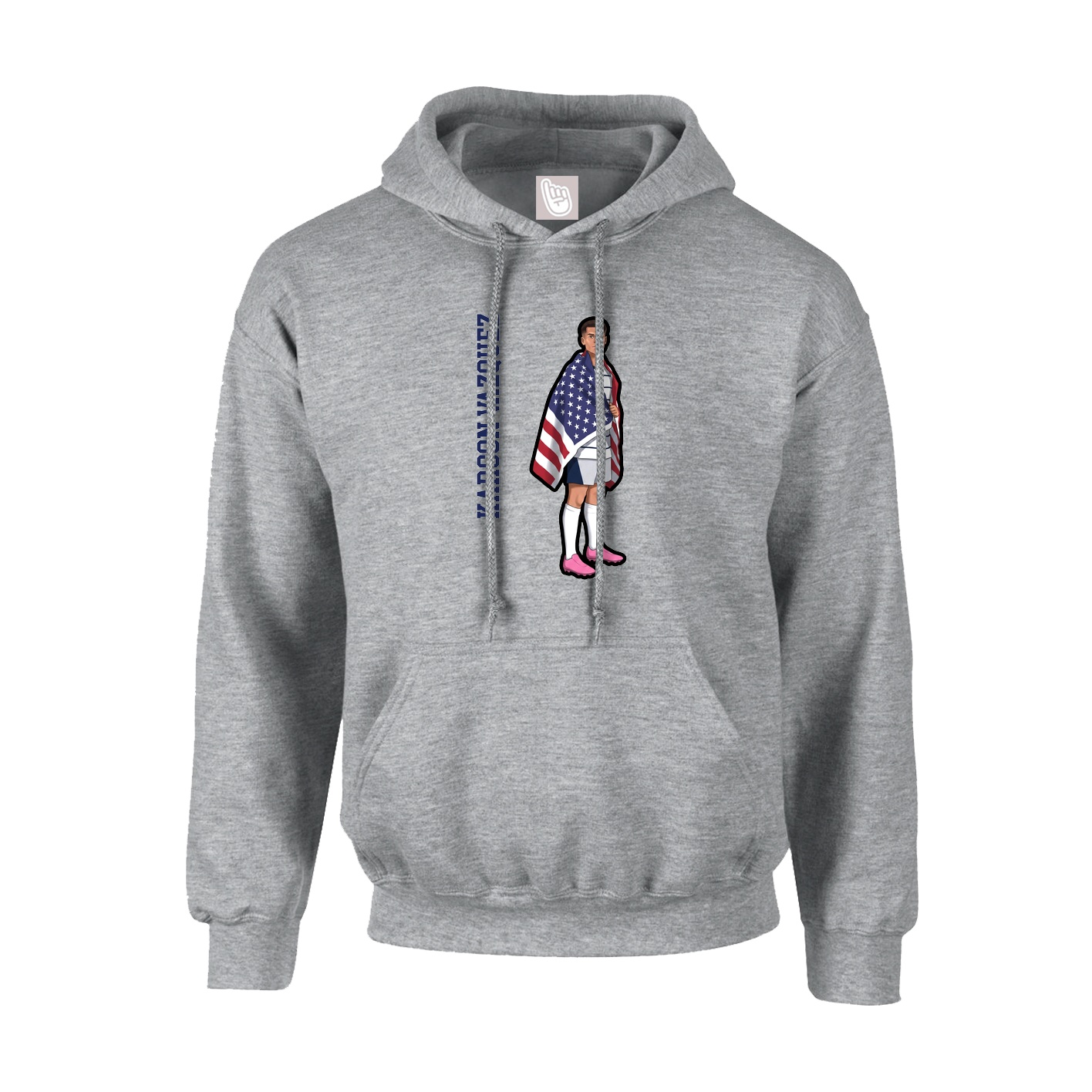 Youth Hoodie — Name Vertical in Grey