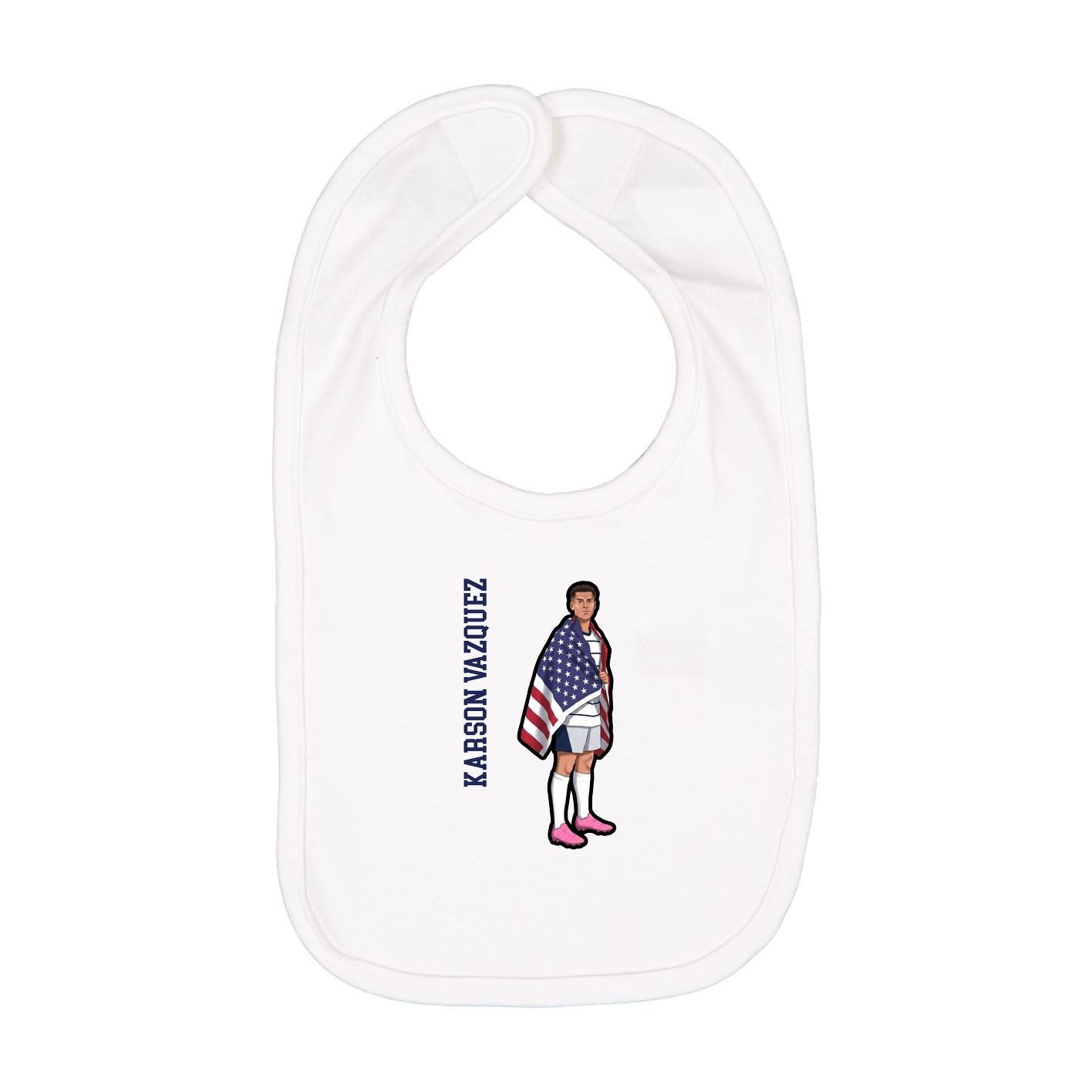 Infant Bib — Name Vertical in White