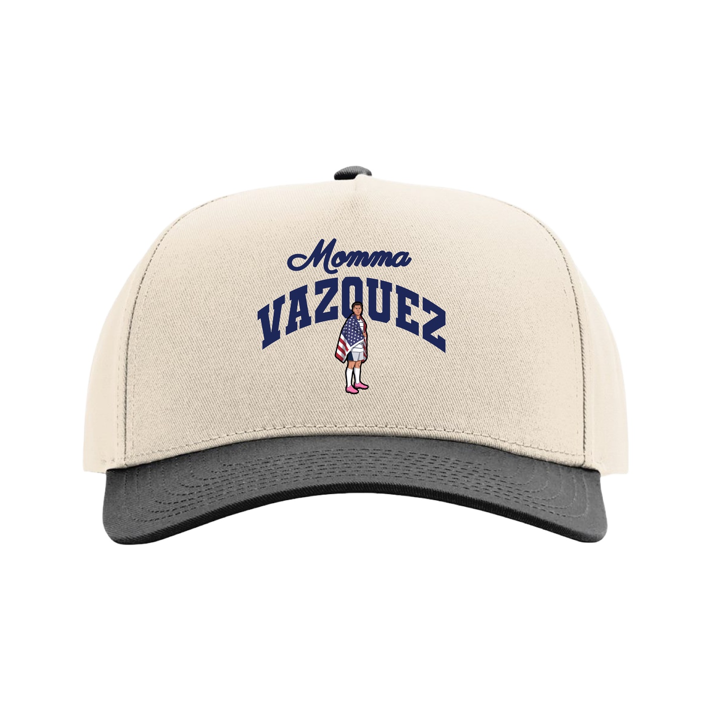 Full Fabric Five-Panel Champ Cap — Mothers Day Arch in Cream/Black