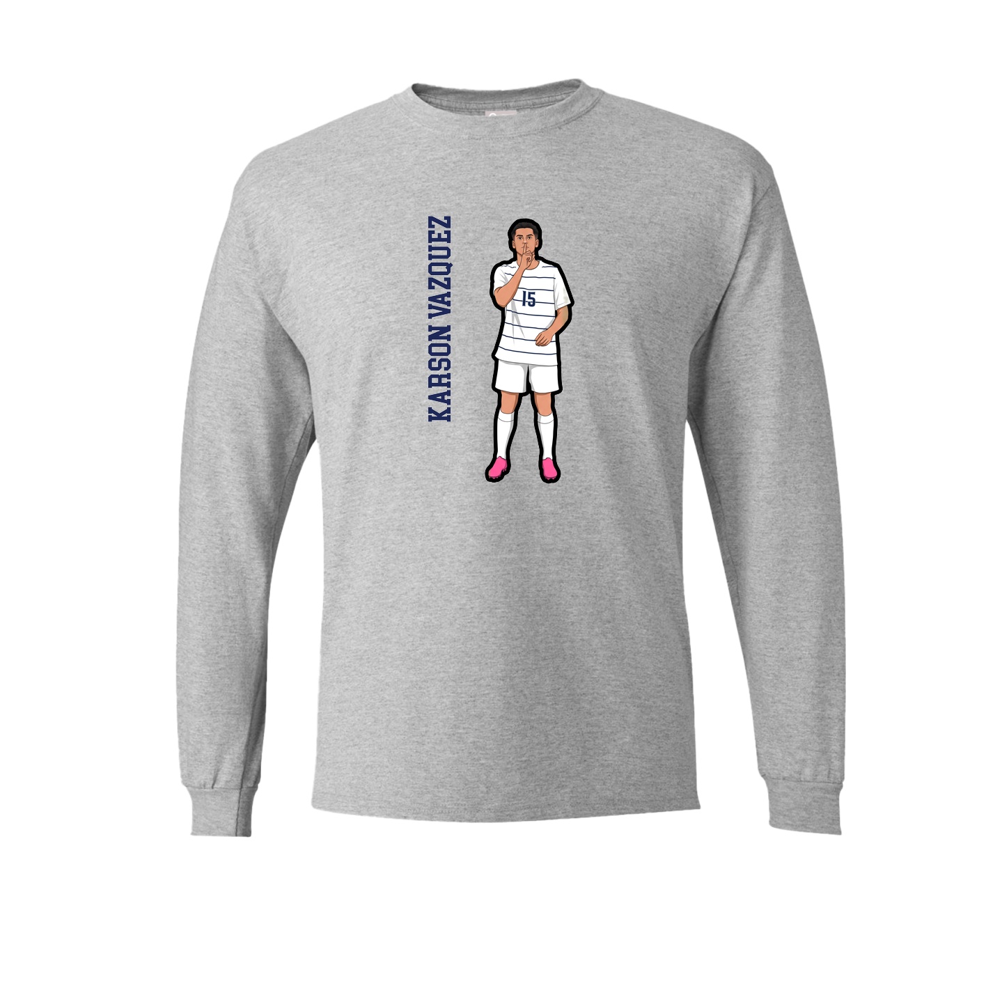 Long Sleeve Tee — Name Vertical in Grey