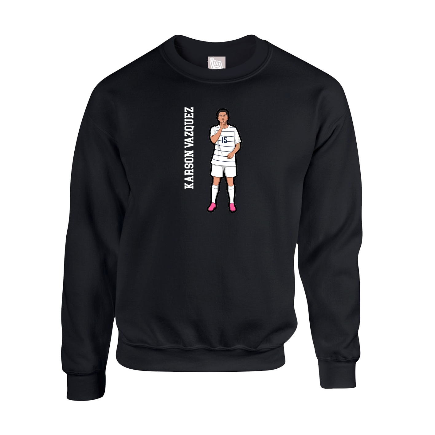 Fleece Crew — Name Vertical in Black