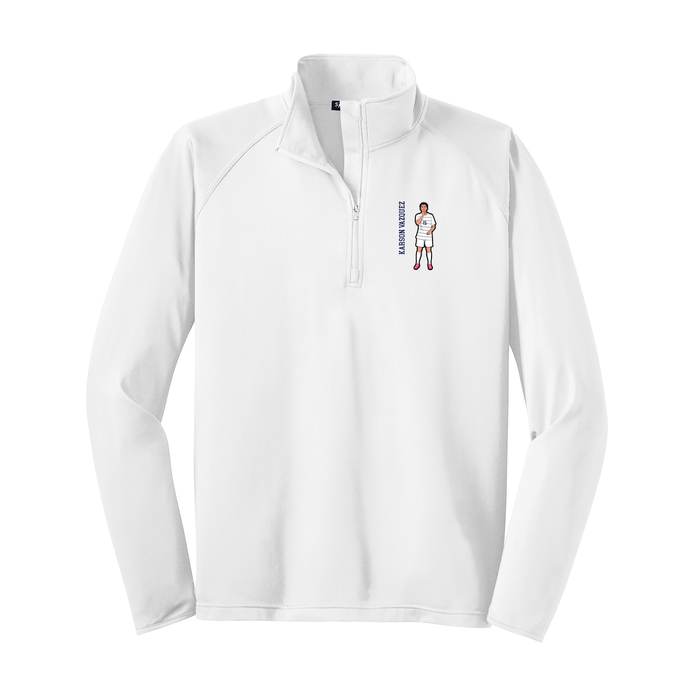 Q-Zip Pullover — Name Vertical in White