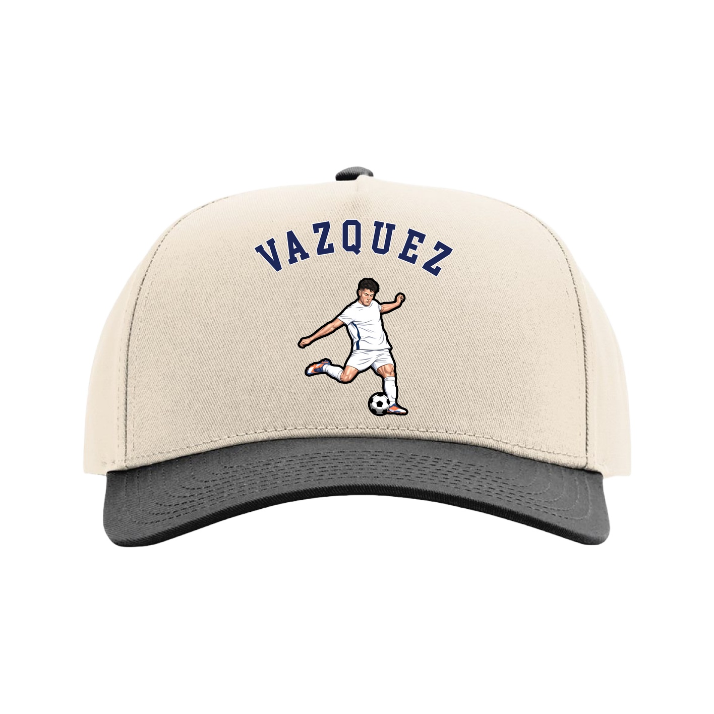 Full Fabric Five-Panel Champ Cap — Shirsey Arch in Cream/Black