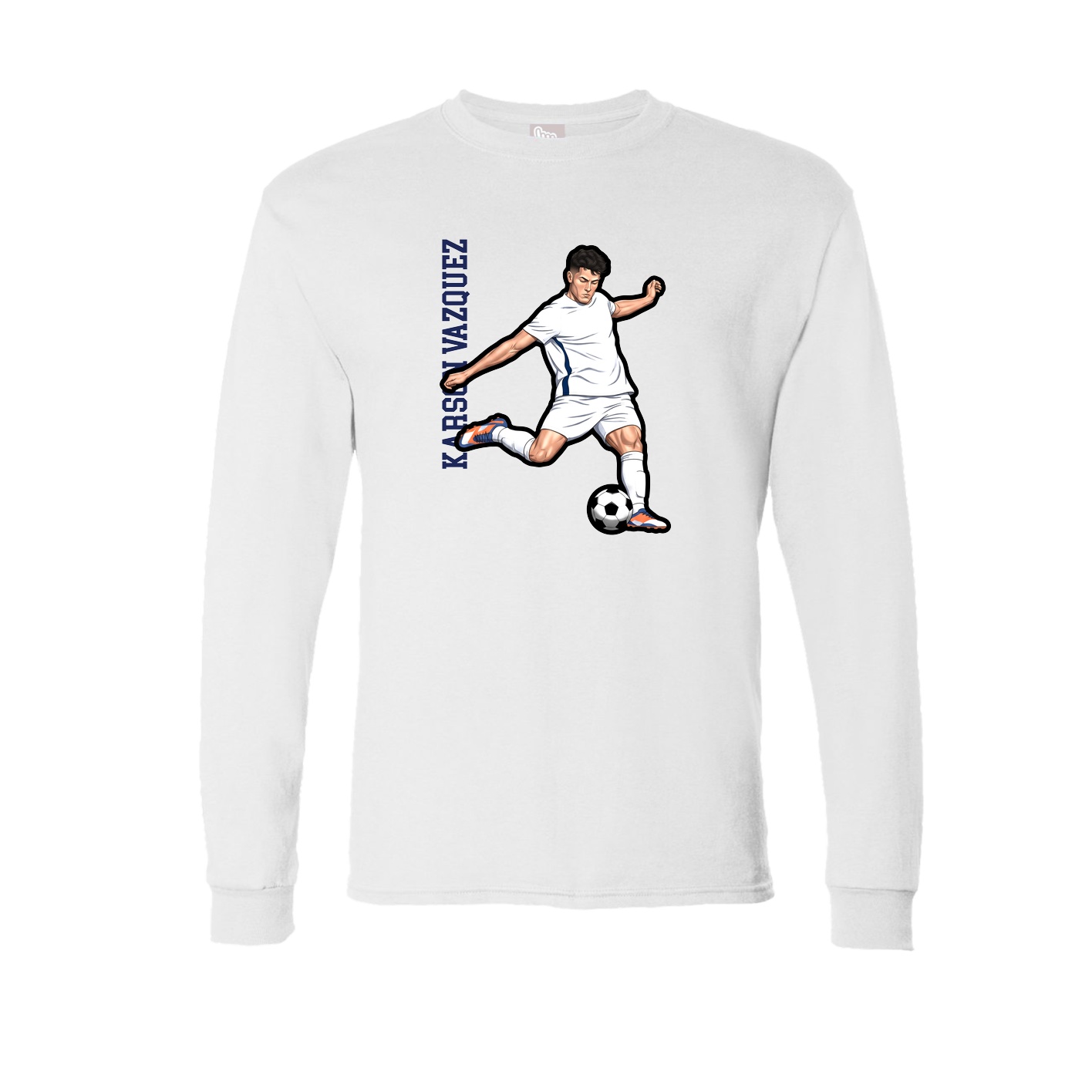 Long Sleeve Tee — Name Vertical in White