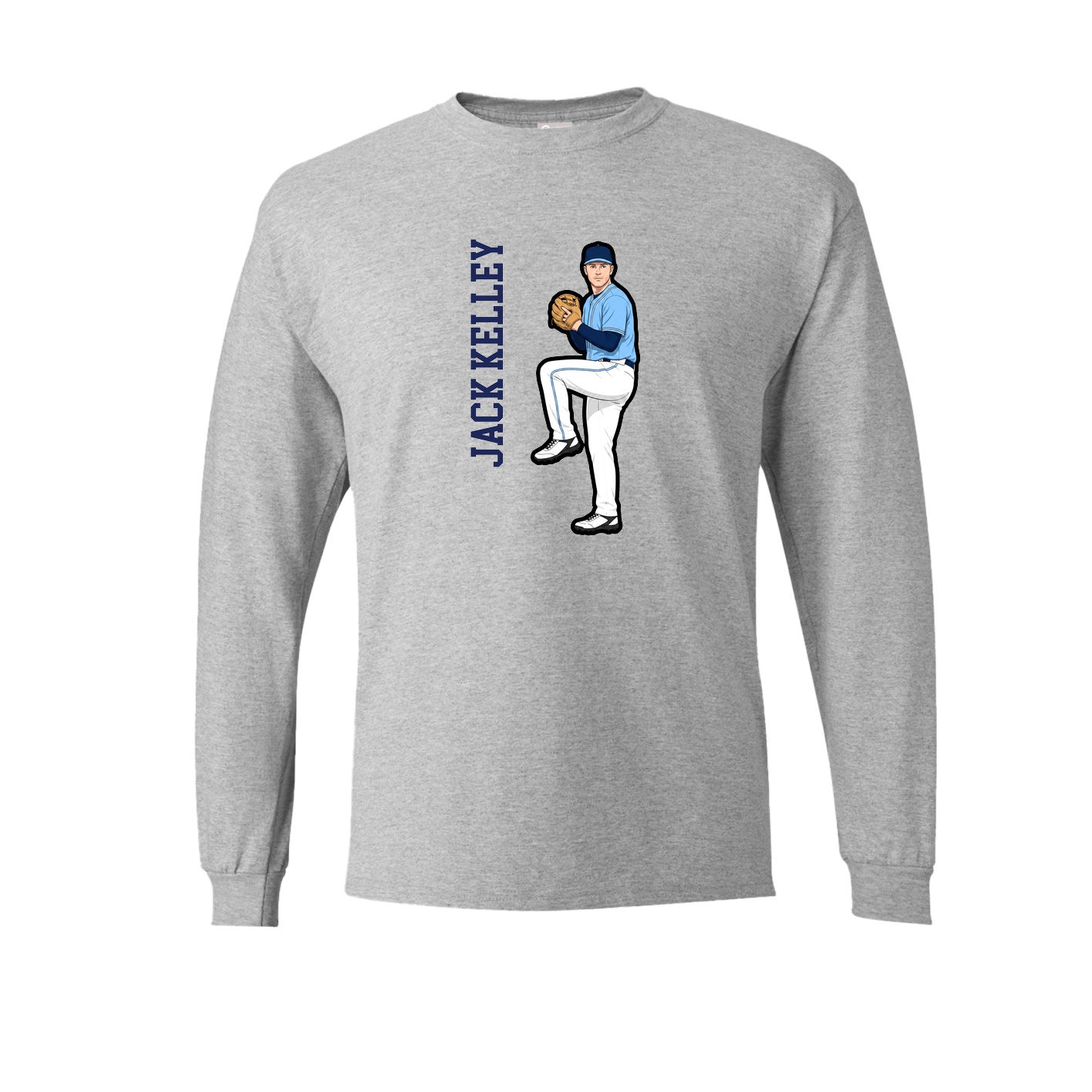 Long Sleeve Tee — Name Vertical in Grey