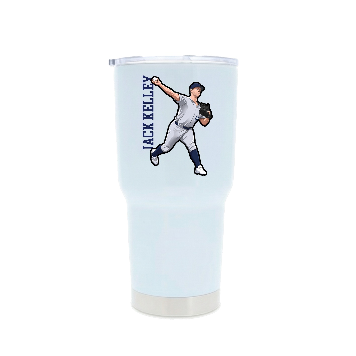 30oz Stainless Steel Tumbler — Name Vertical in White