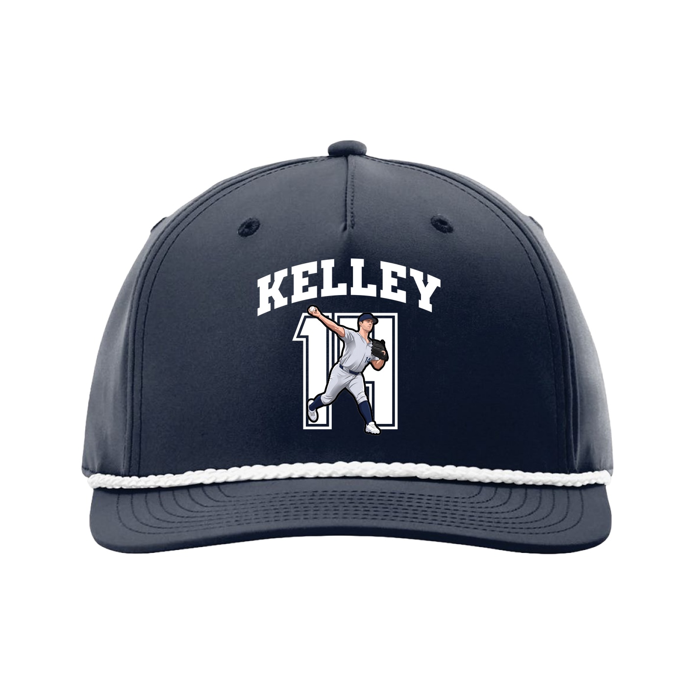 Five-Panel Classic Rope Cap — Number in Navy