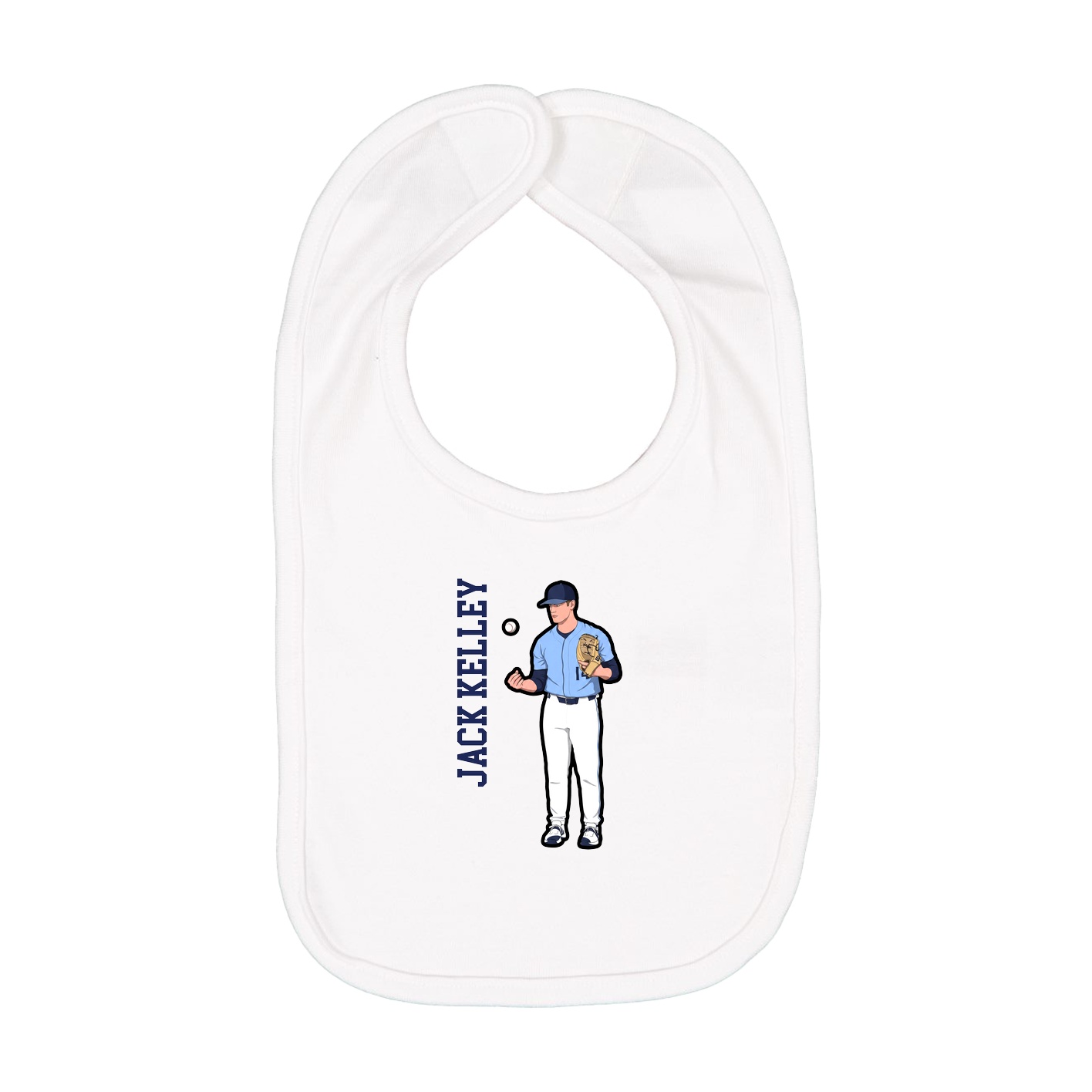 Infant Bib — Name Vertical in White