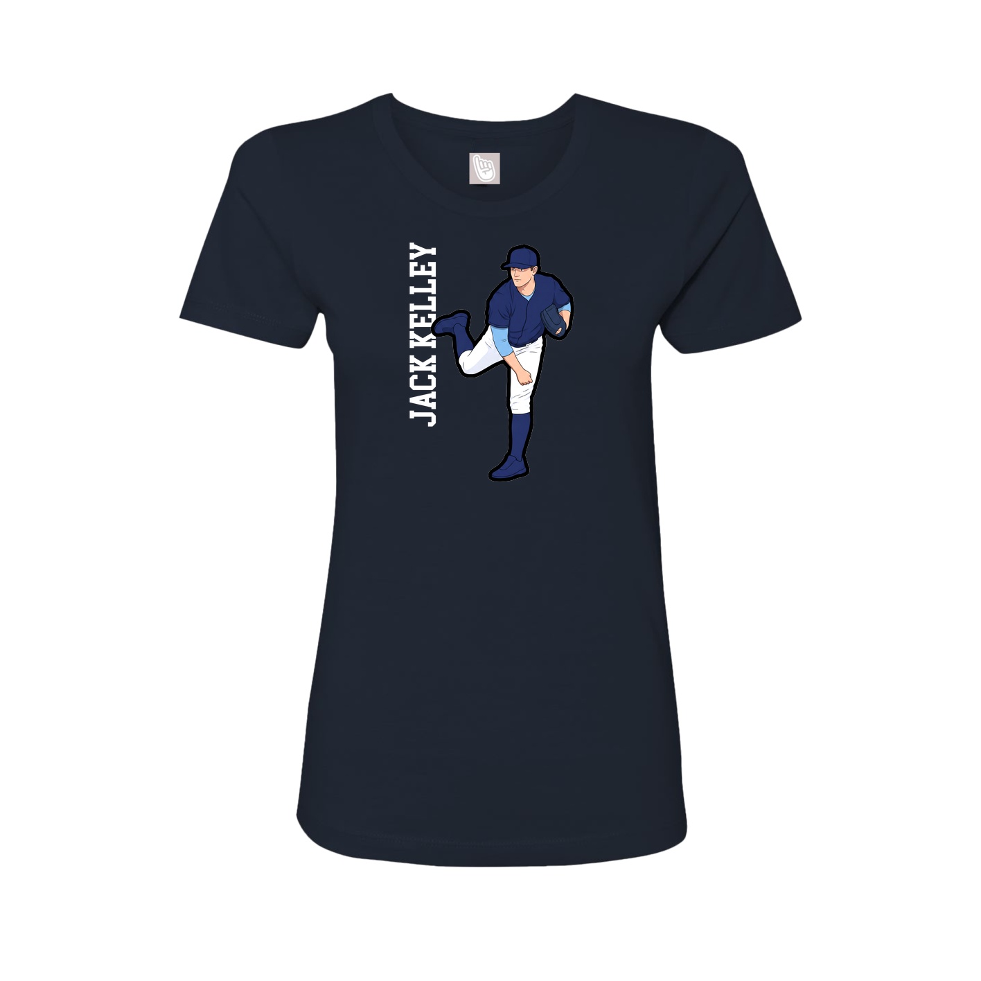 Fitted Women's Tee — Name Vertical in Navy