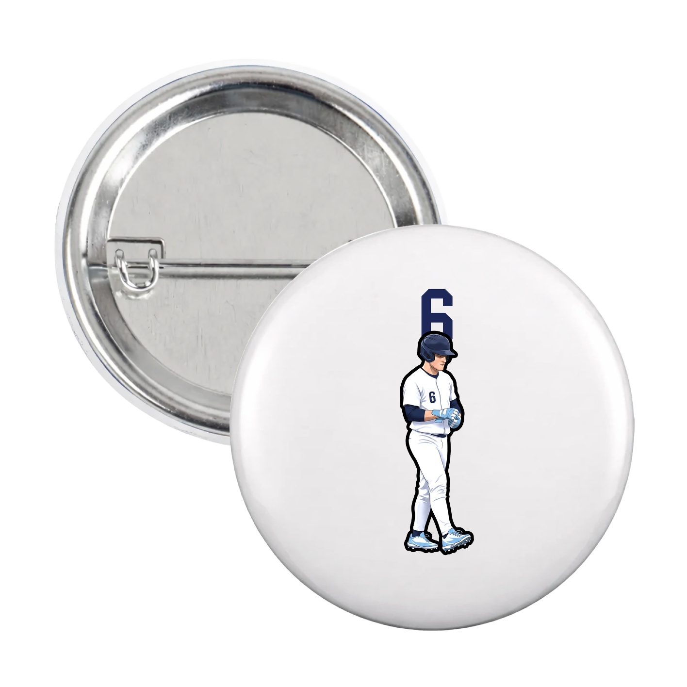 Game Day Button — Number Top in White