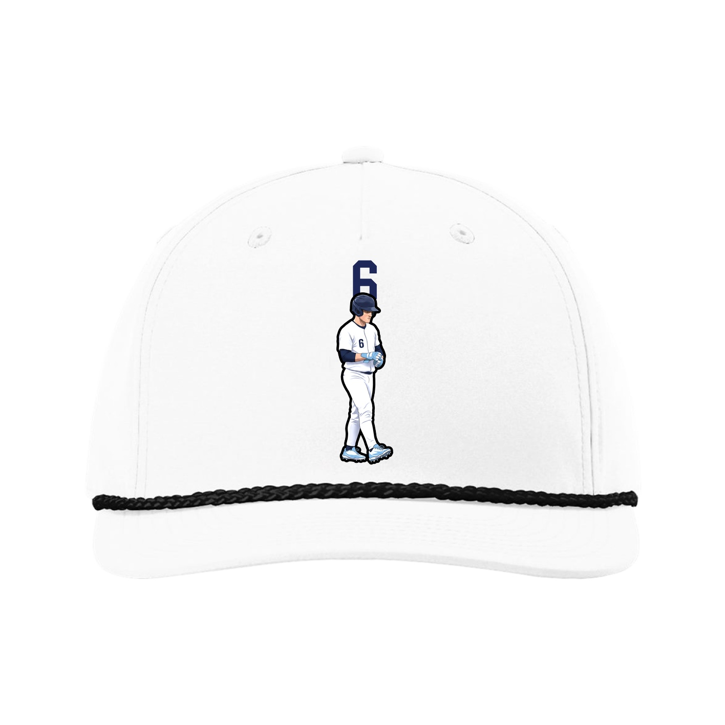 Five-Panel Classic Rope Cap — Number Top in White