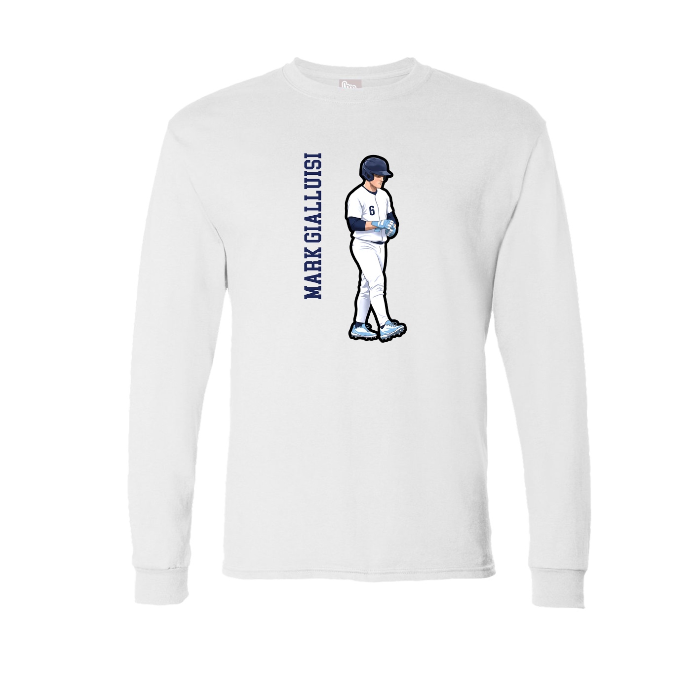 Long Sleeve Tee — Name Vertical in White
