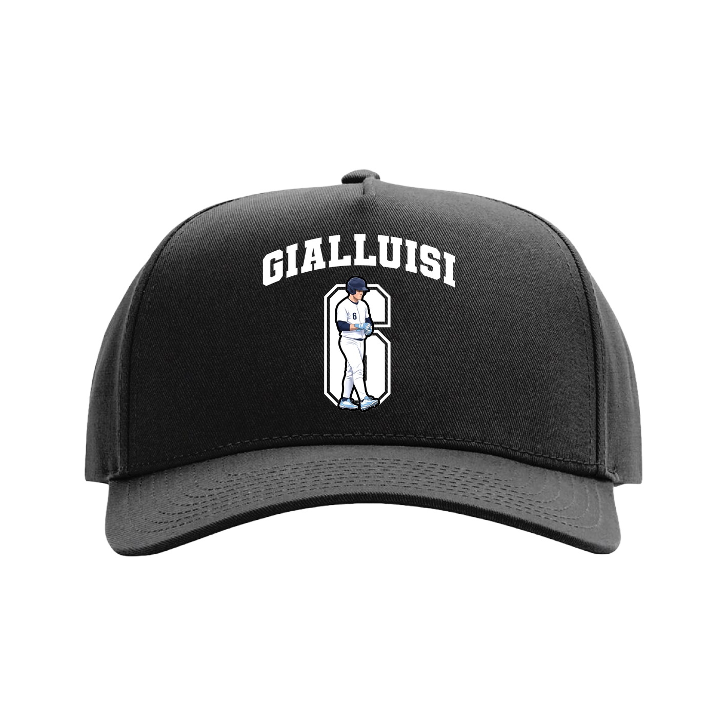 Full Fabric Five-Panel Champ Cap — Number in Black
