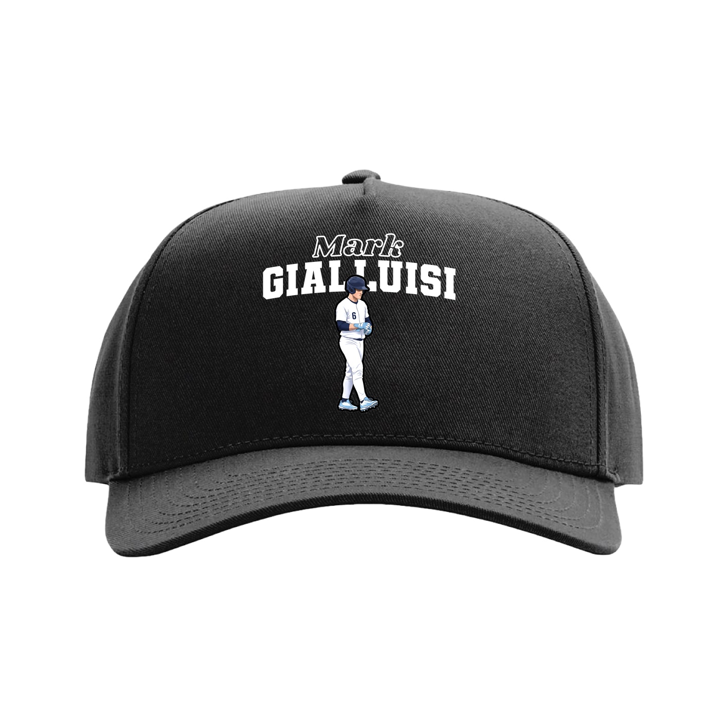 Full Fabric Five-Panel Champ Cap — Name Arch in Black
