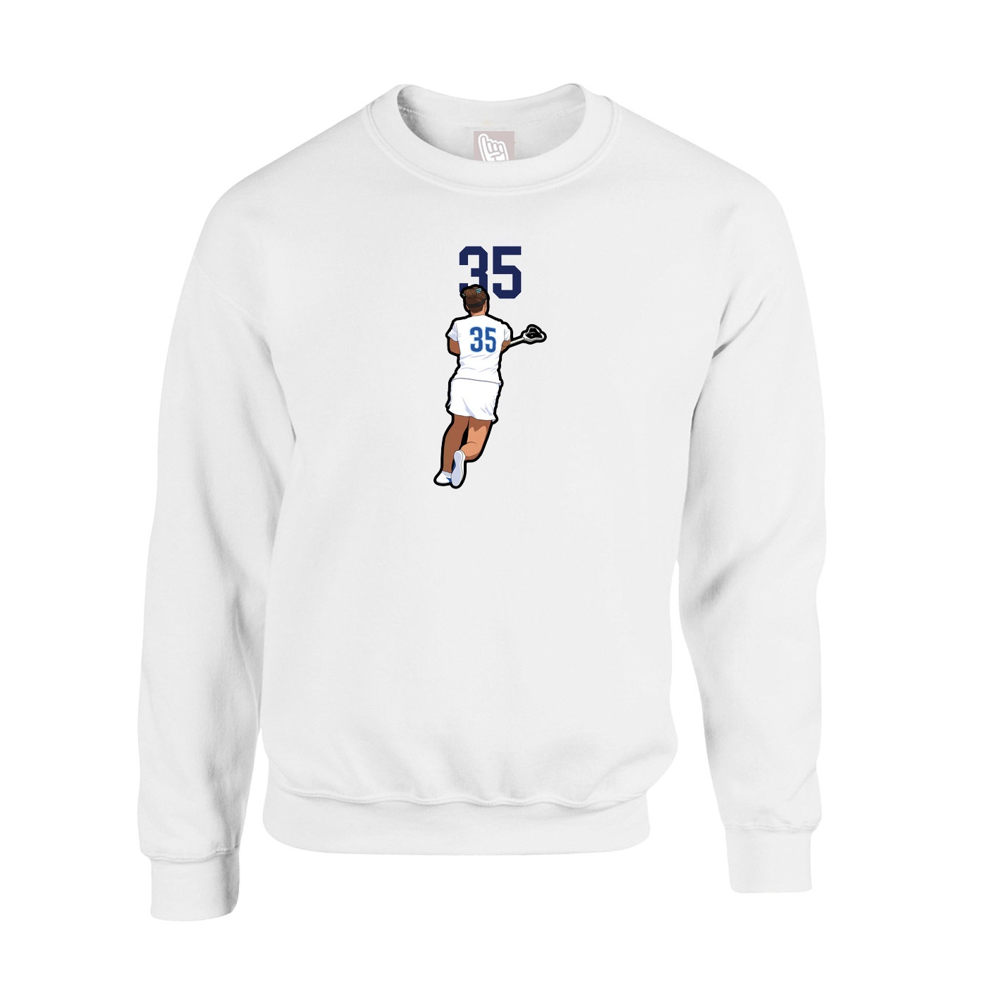 Fleece Crew — Number Top in White