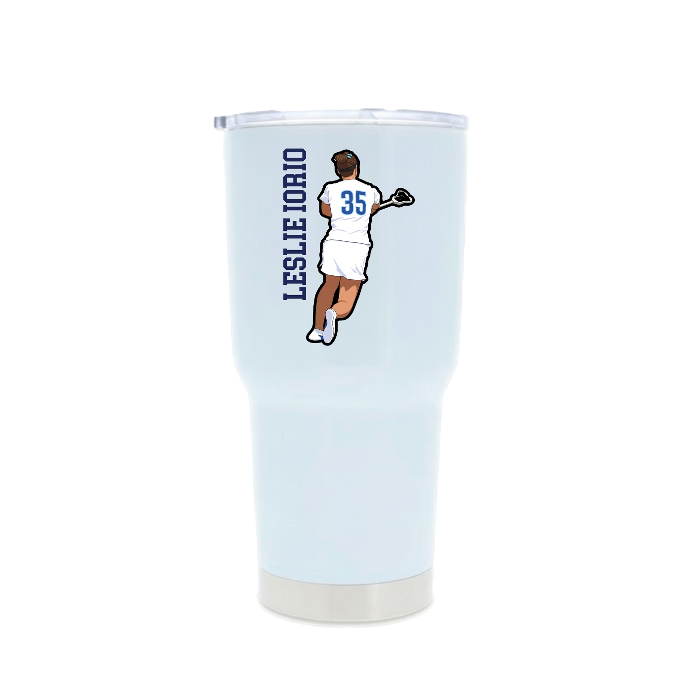 30oz Stainless Steel Tumbler — Name Vertical in White