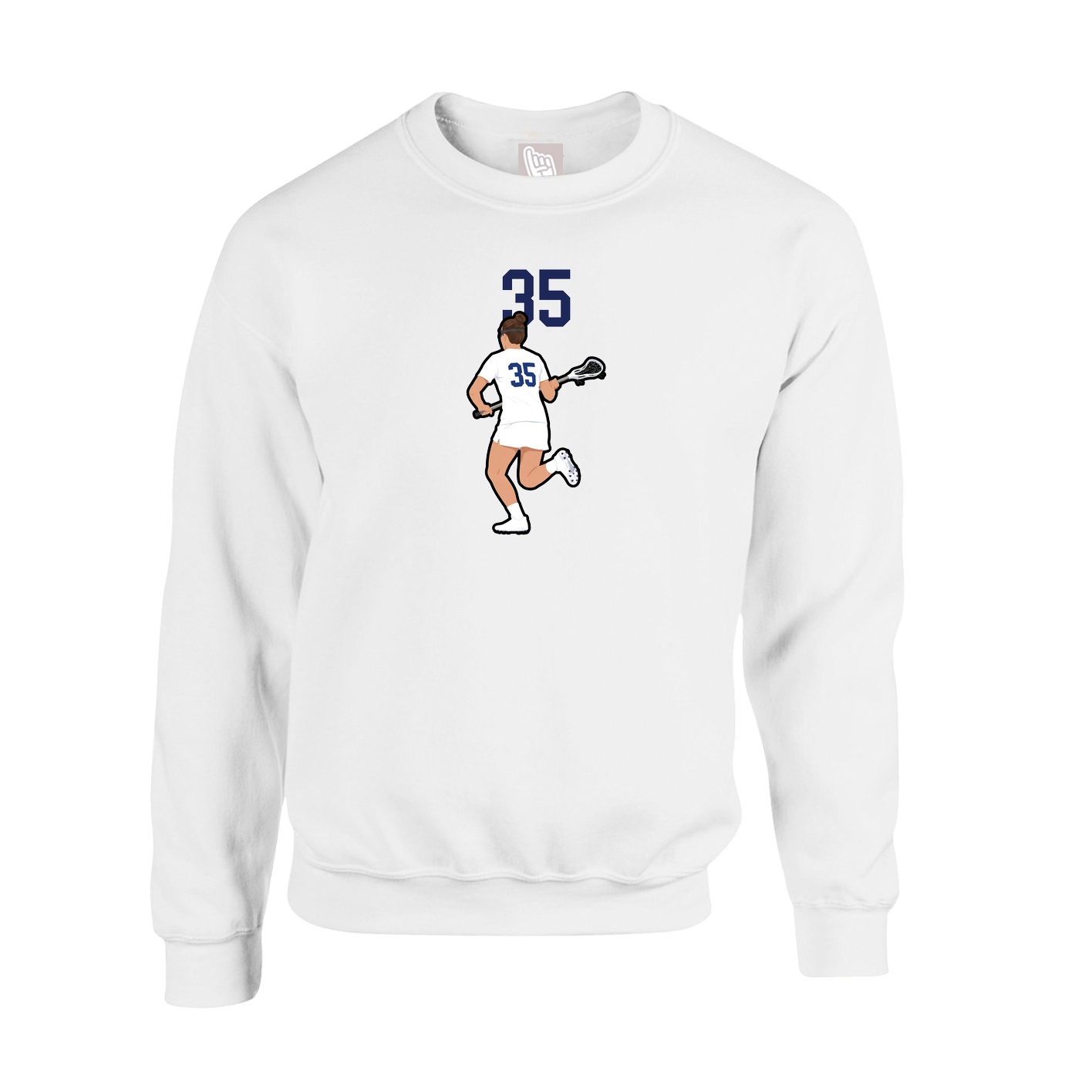 Fleece Crew — Number Top in White