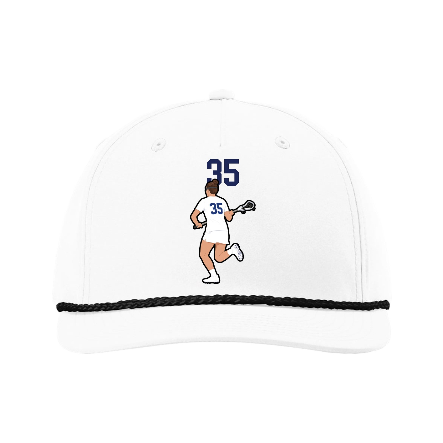 Five-Panel Classic Rope Cap — Number Top in White