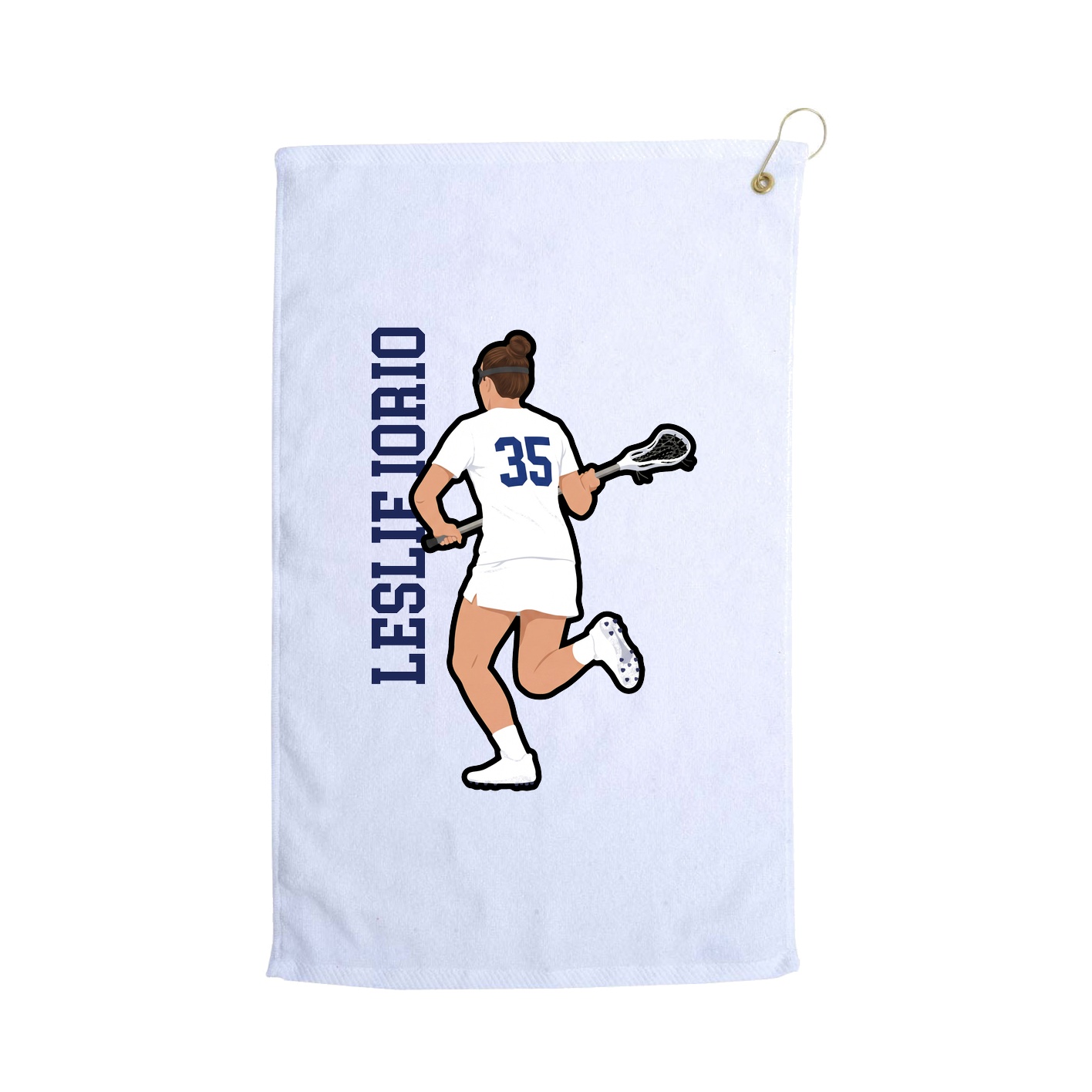 Golf Towel — Name Vertical in White