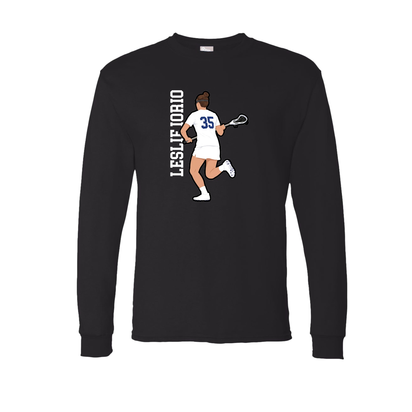 Long Sleeve Tee — Name Vertical in Black