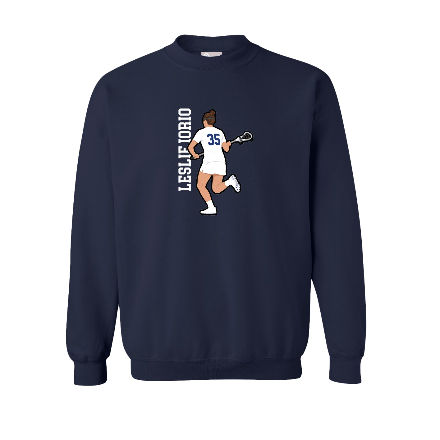 Fleece Crew — Name Vertical in Navy