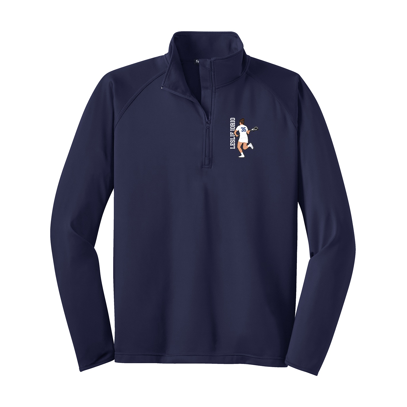 Q-Zip Pullover — Name Vertical in Navy