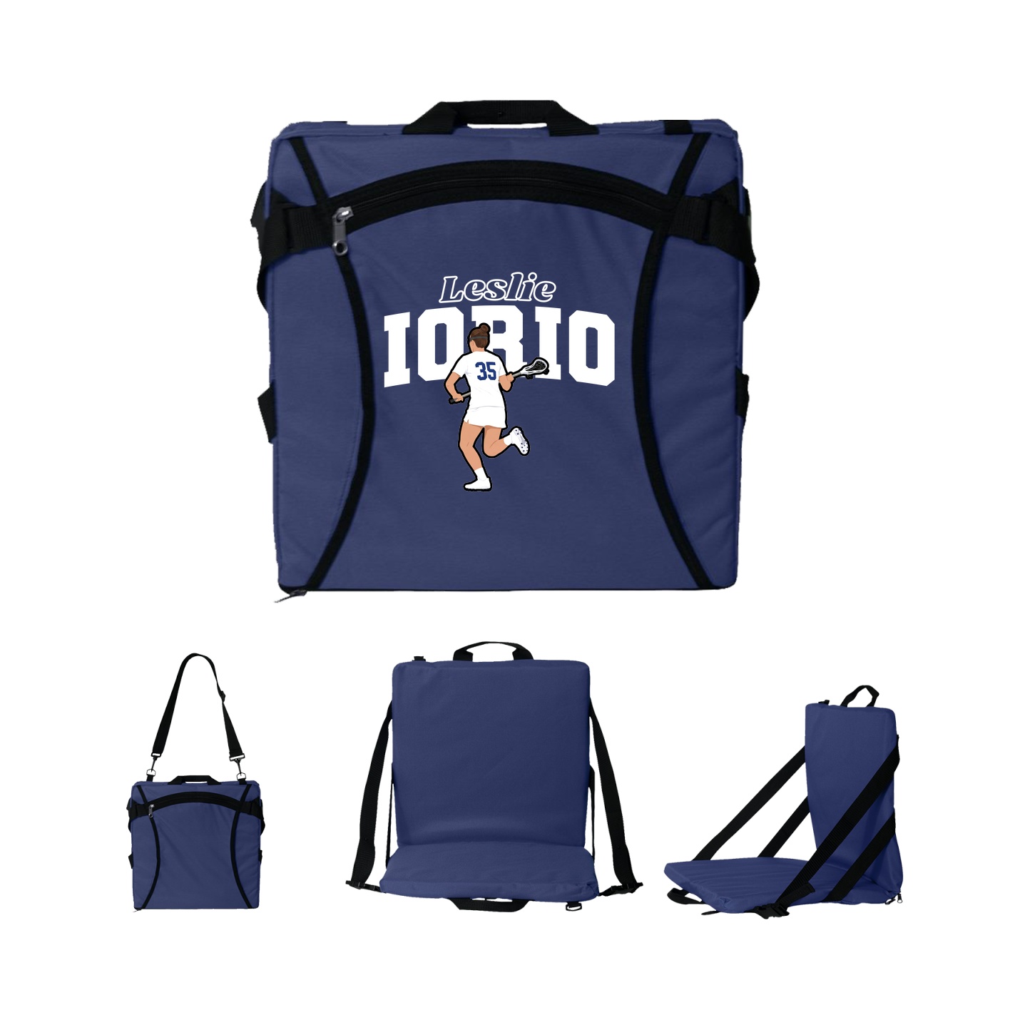 Folding Stadium Seat — Name Arch in Navy