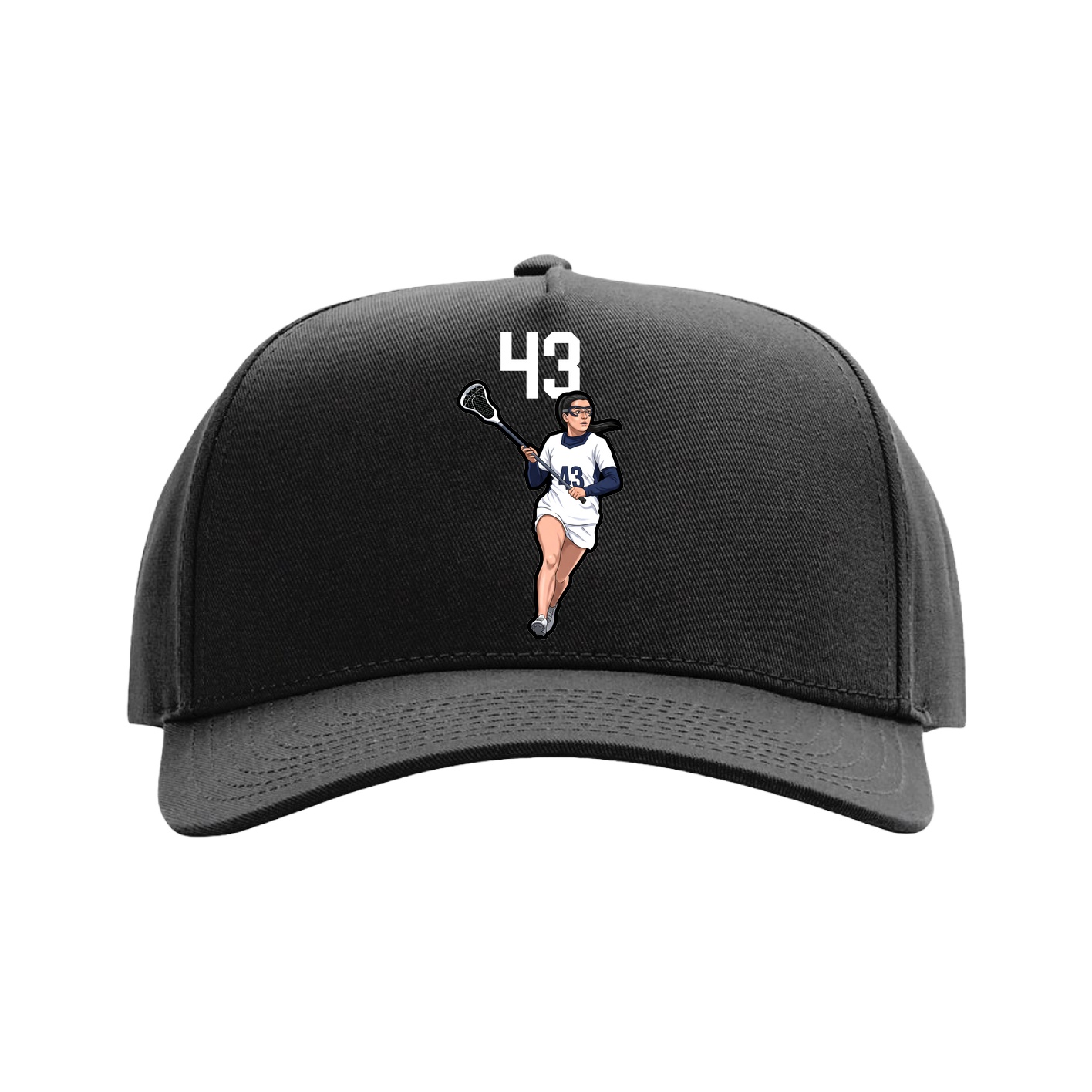 Full Fabric Five-Panel Champ Cap — Number Top in Black
