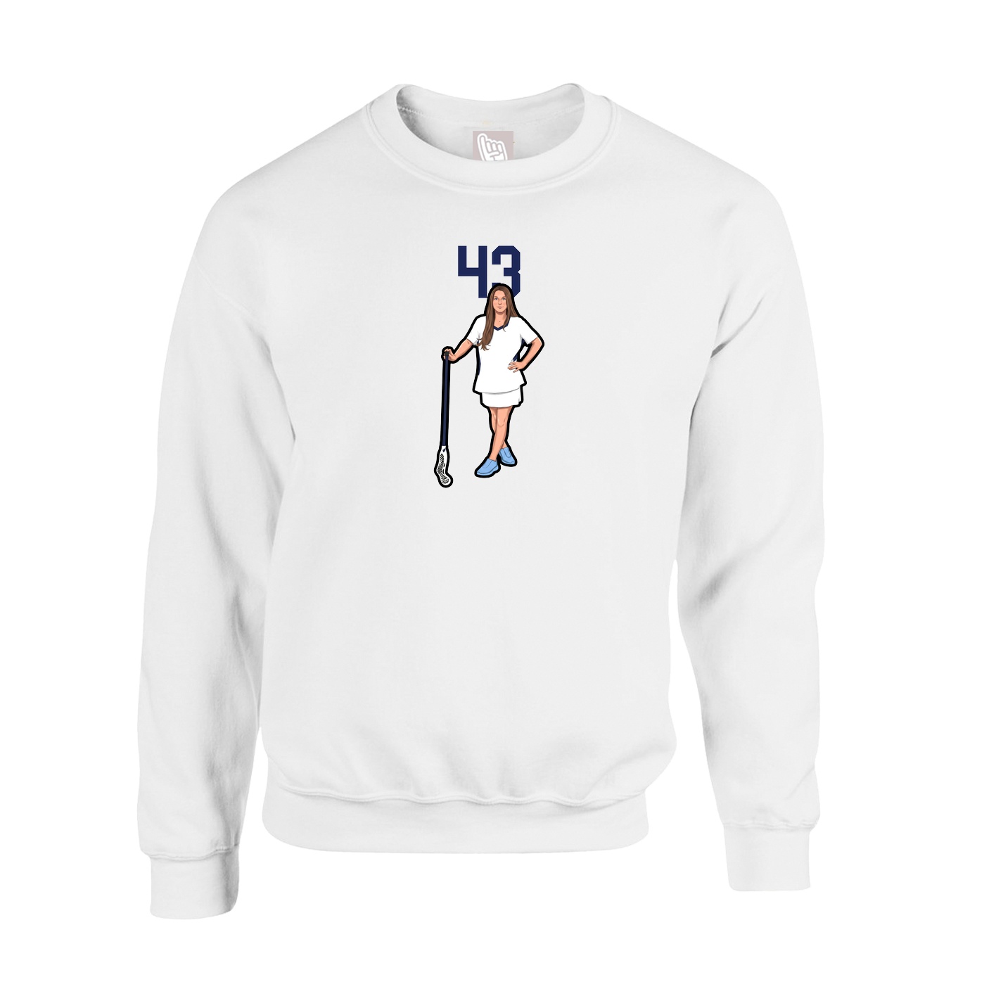 Fleece Crew — Number Top in White