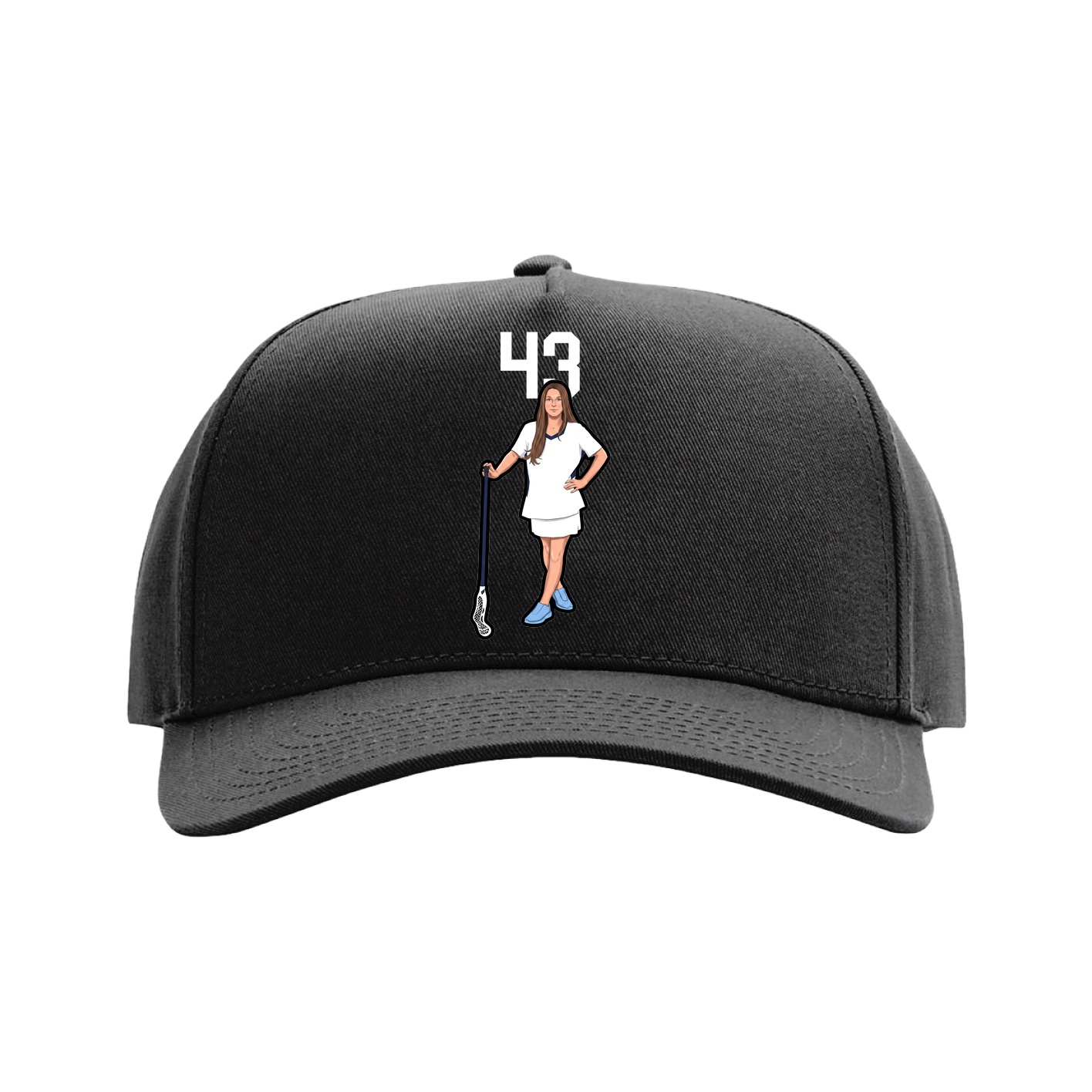 Full Fabric Five-Panel Champ Cap — Number Top in Black