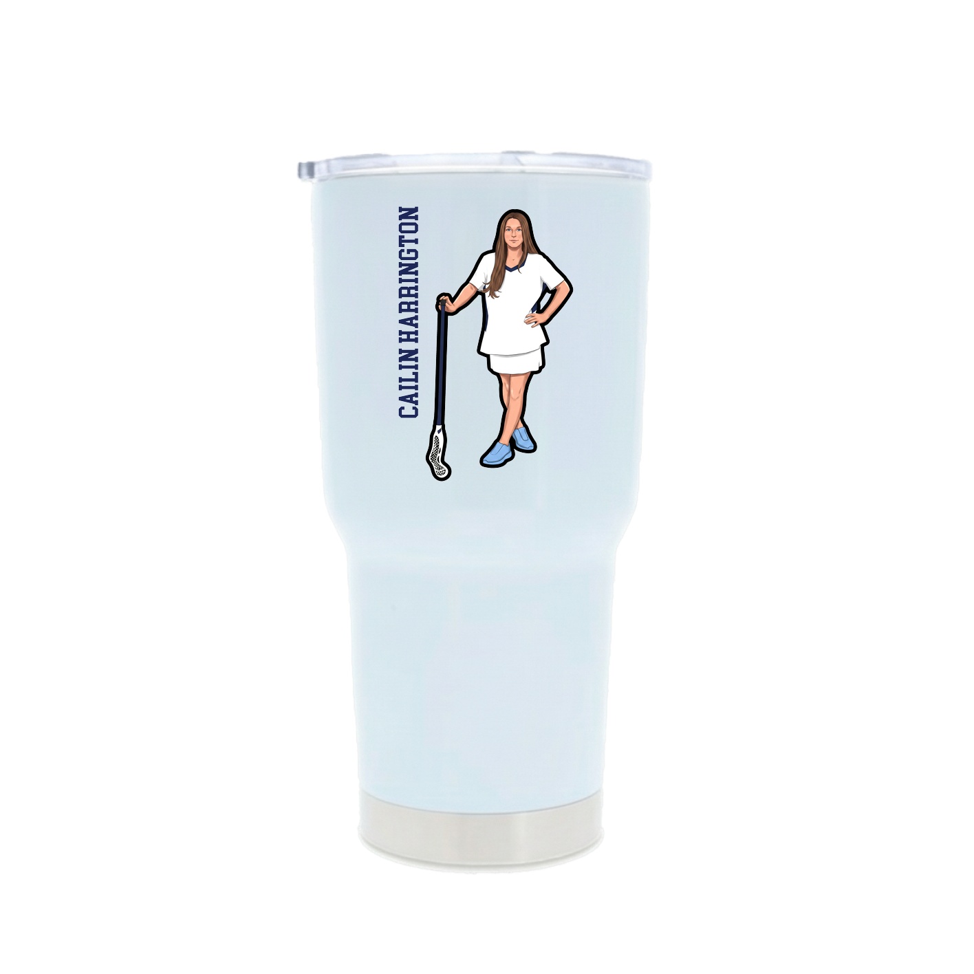 30oz Stainless Steel Tumbler — Name Vertical in White