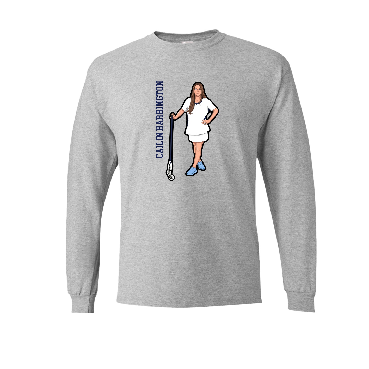 Long Sleeve Tee — Name Vertical in Grey