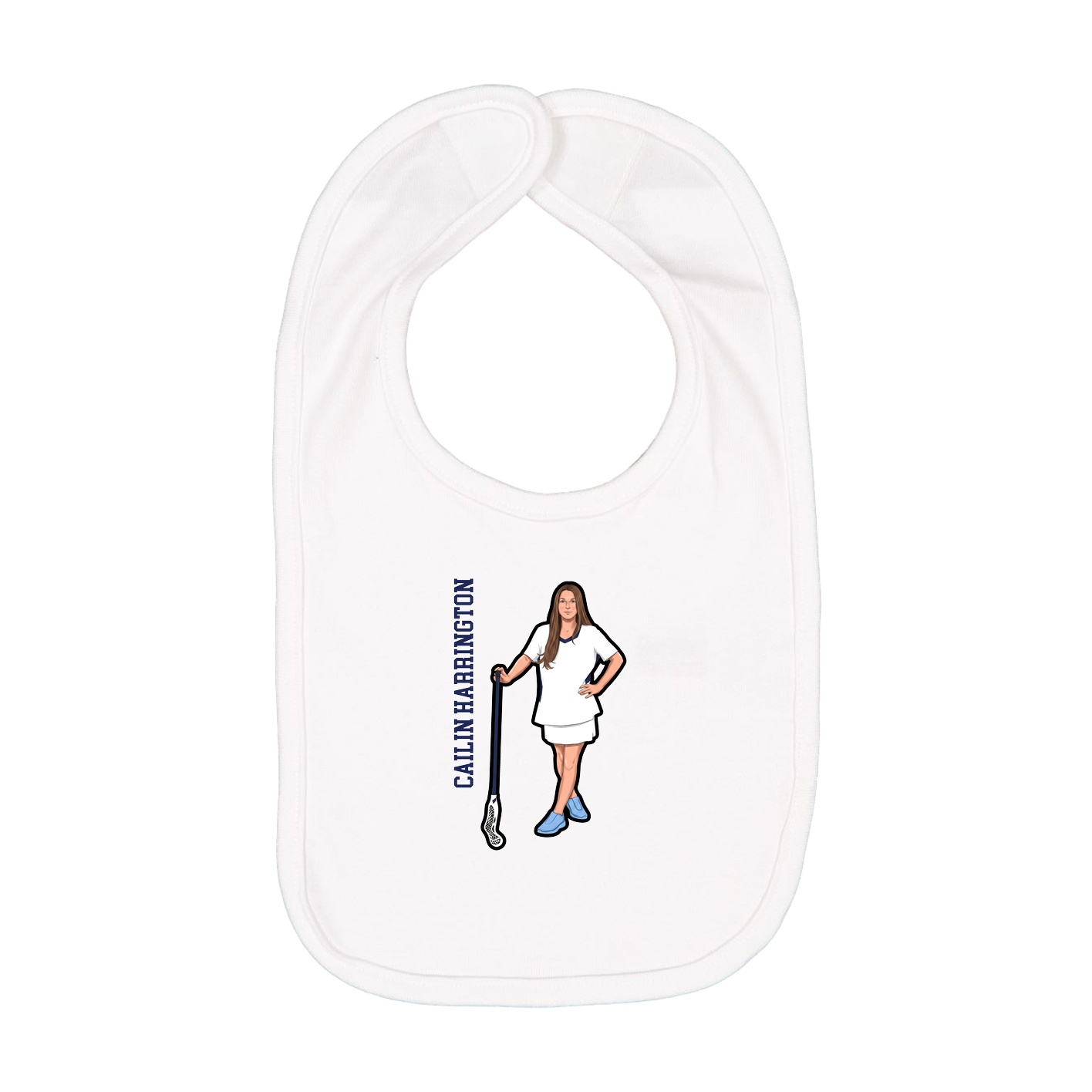 Infant Bib — Name Vertical in White