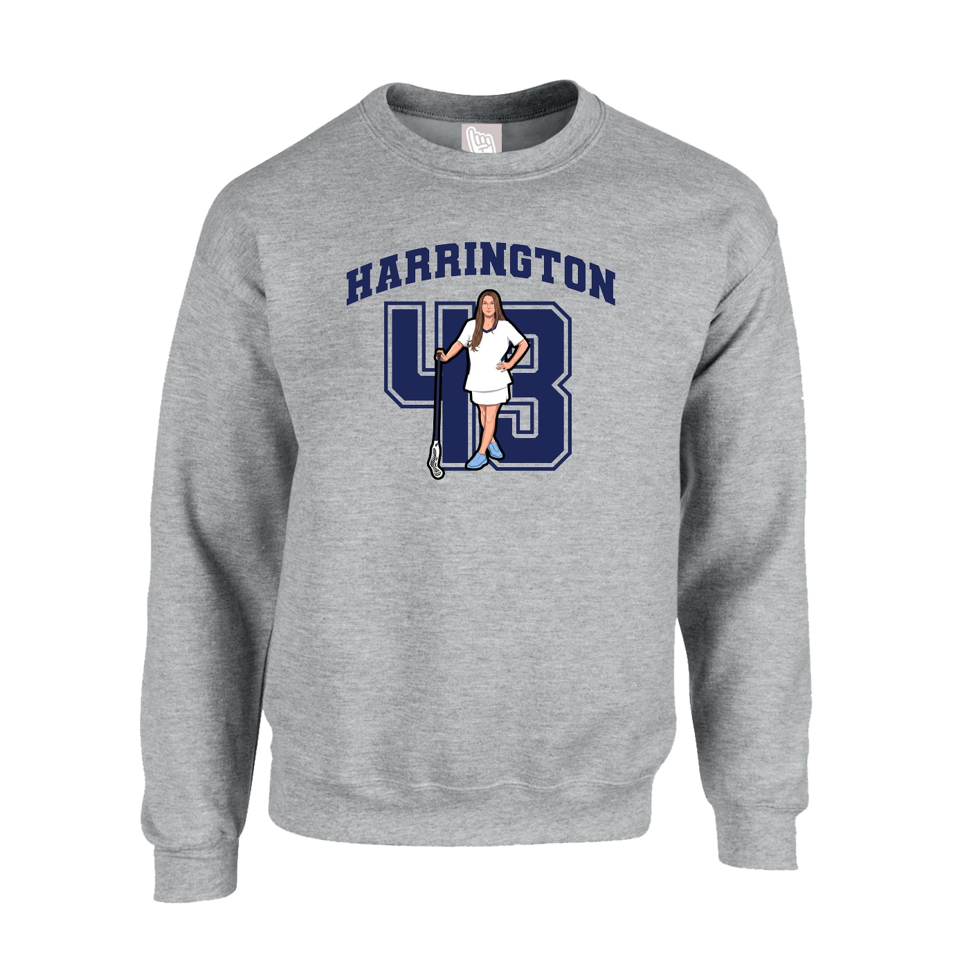 Fleece Crew — Number in Grey