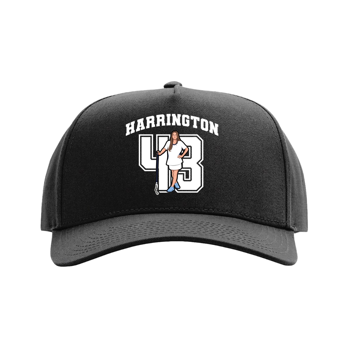 Full Fabric Five-Panel Champ Cap — Number in Black